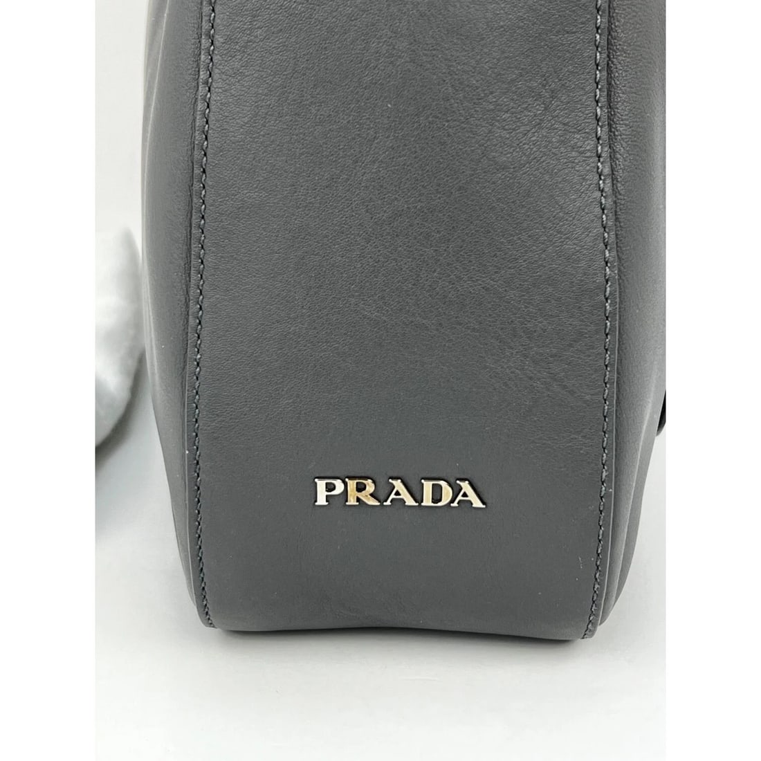Prada Vitello Daino Grey Smooth Leather Hobo Bag - 10