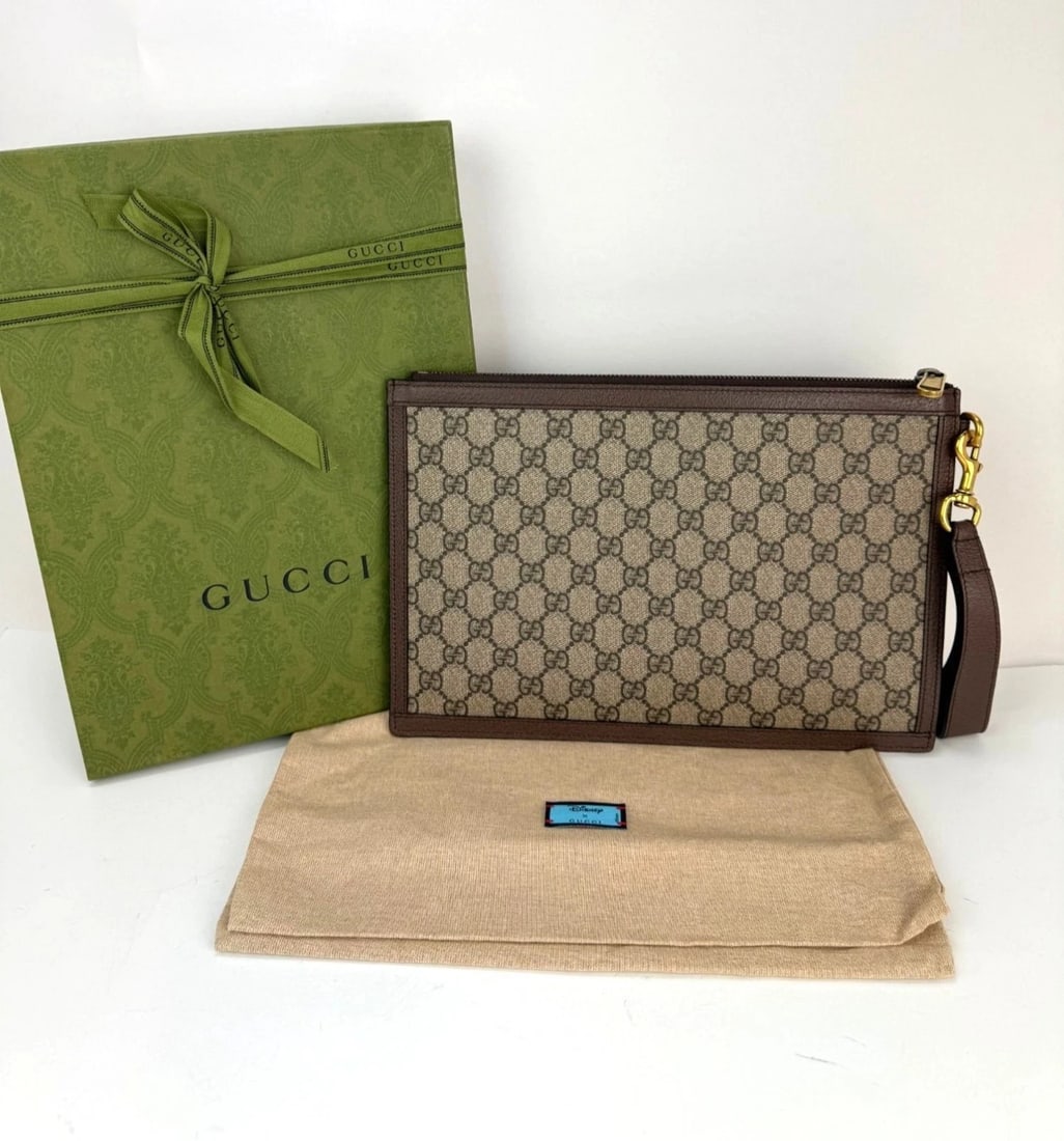 Gucci Disney Donald Duck GG Supreme Zip Beige Clutch Wristlet Bag - 2