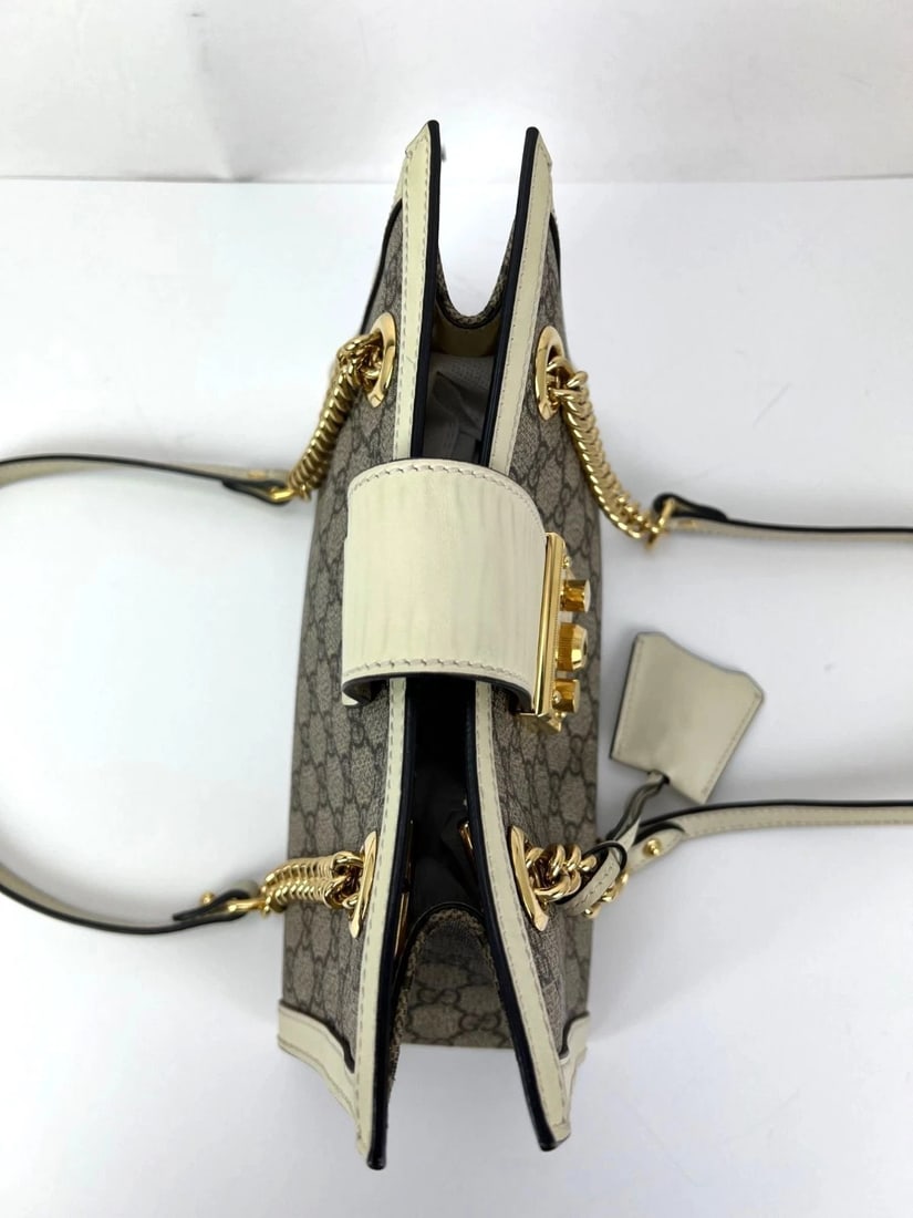 Gucci GG Supreme Small Padlock Leather Ebony Tote Bag - 12