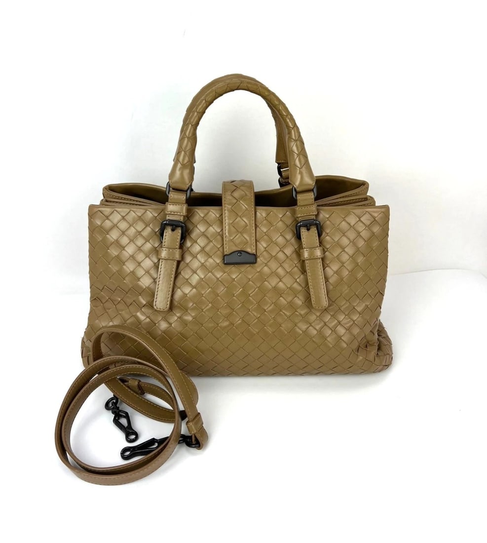 Bottega Veneta Roma Intrecciato Nappa Taupe Shoulder Bag - 2