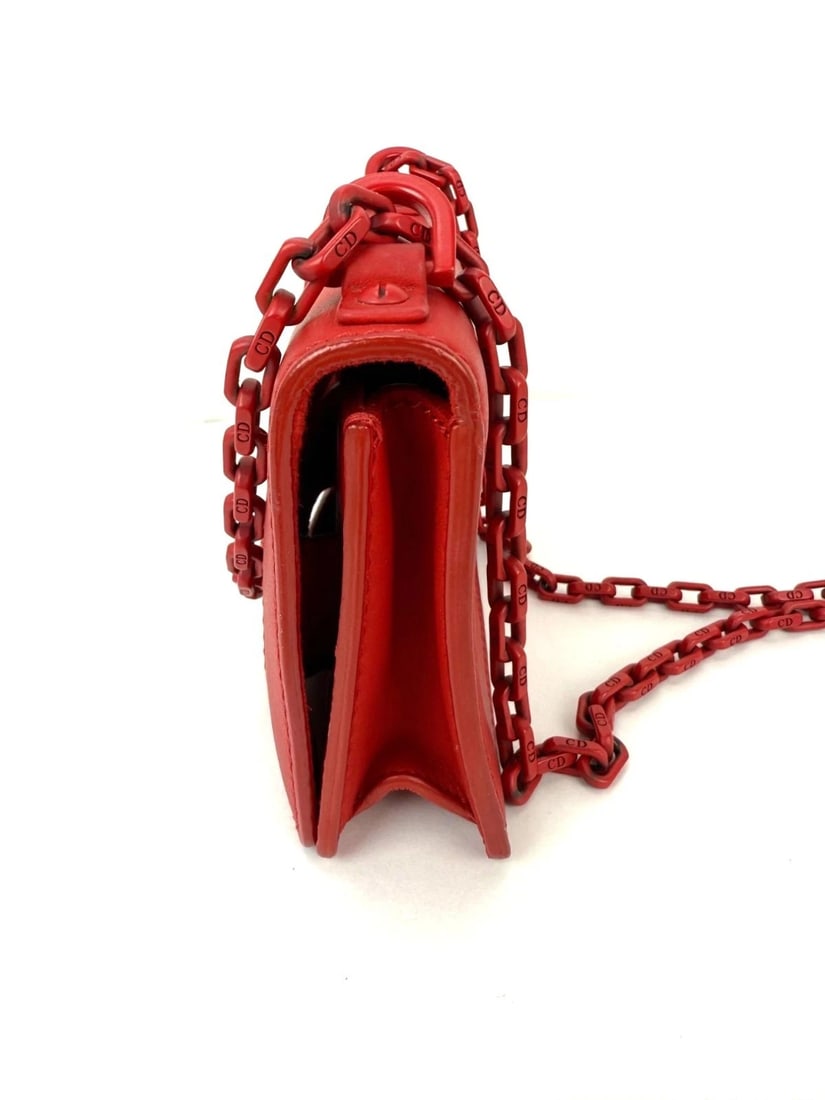 Christian Dior Ultra Matte Calfskin Mini J'Adior Red Flap Bag Clutch - 16