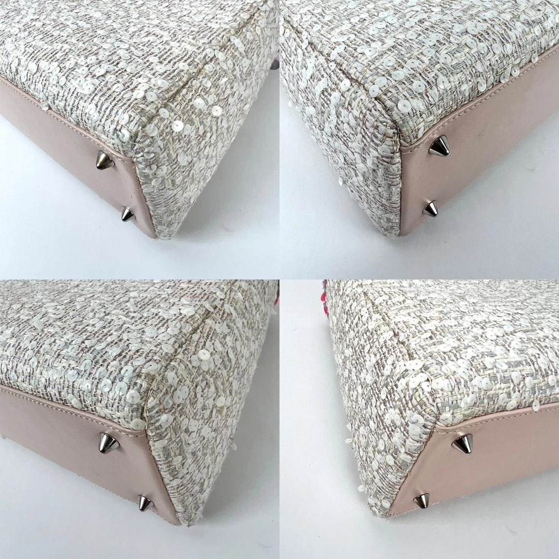 Christian Dior Sequins Tweed Medium Lady Dior Light Pink Bag - 13