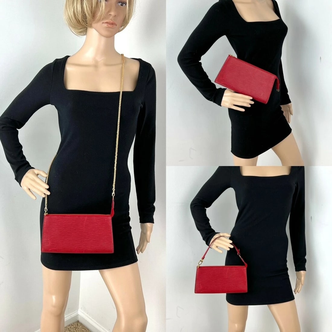 Louis Vuitton Epi 24 Pochette Accessories Red Leather Crossbody Bag - 2