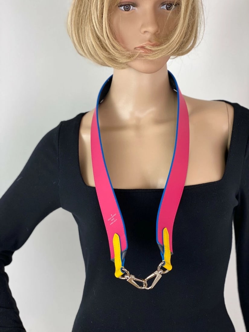 LOUIS VUITTON Strap Epi Bandouliere Shoulder Black Pink Leather Strap - 9