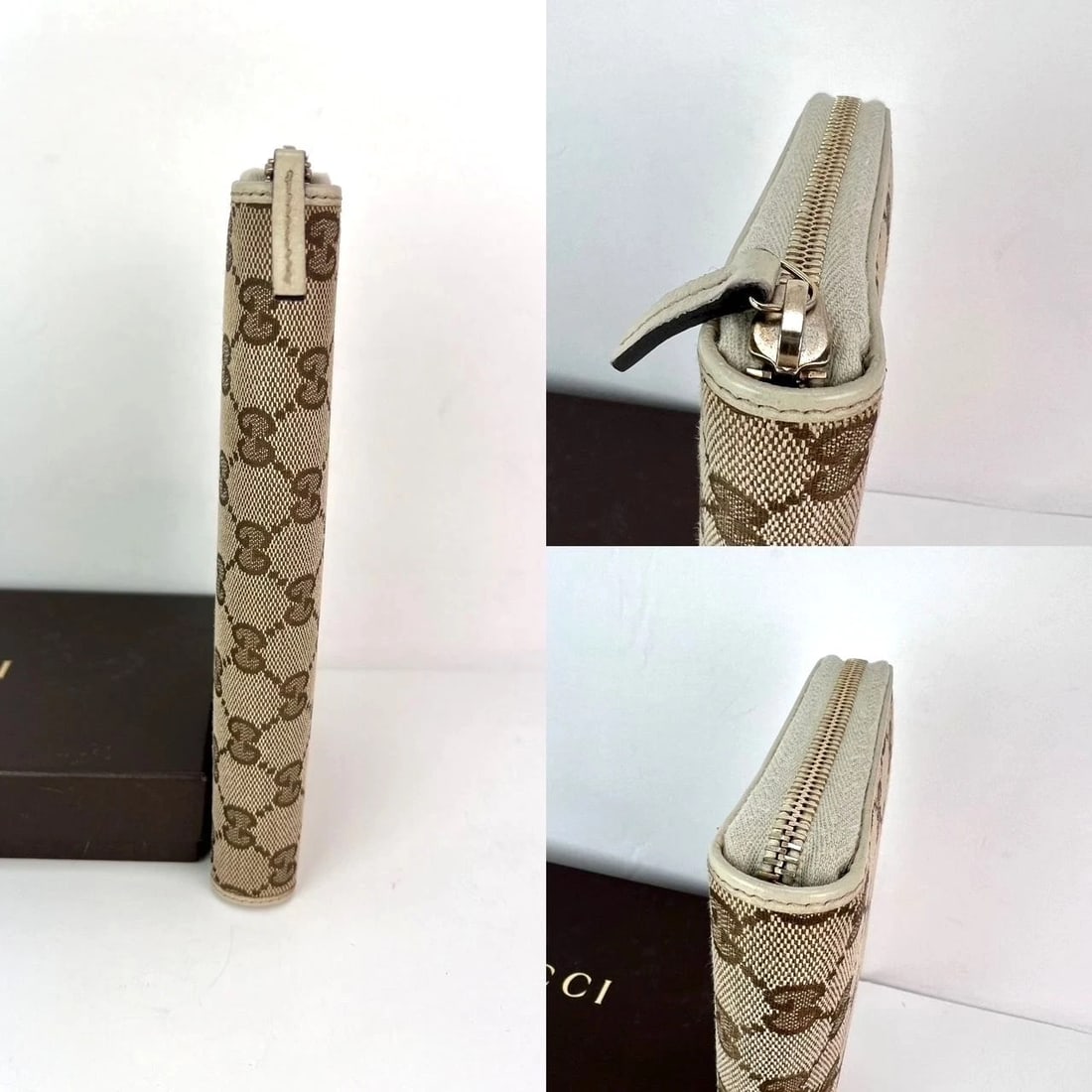 Gucci GG Logo Beige Zip Around Canvas Long Wallet - 5