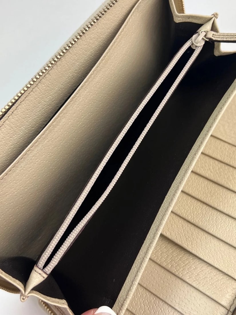 Gucci GG Logo Beige Zip Around Canvas Long Wallet - 7