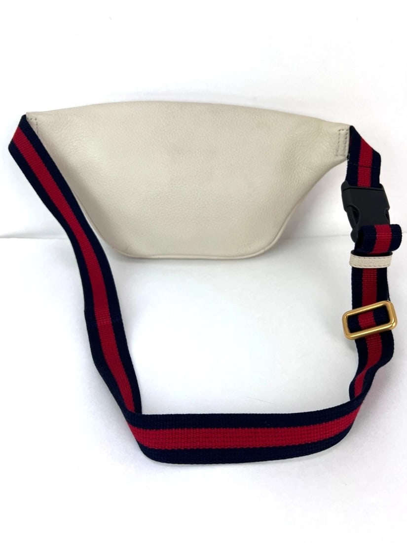 Gucci Logo White Leather Web Belt Sling Bag - 2