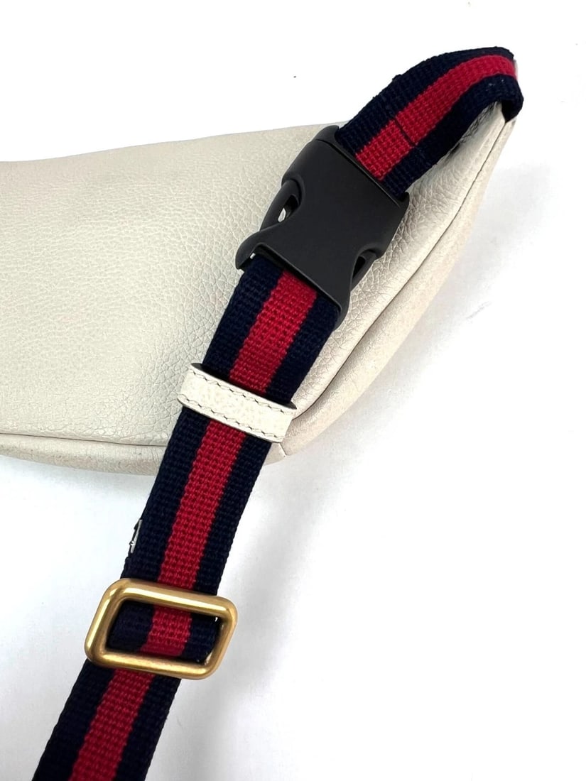 Gucci Logo White Leather Web Belt Sling Bag - 8