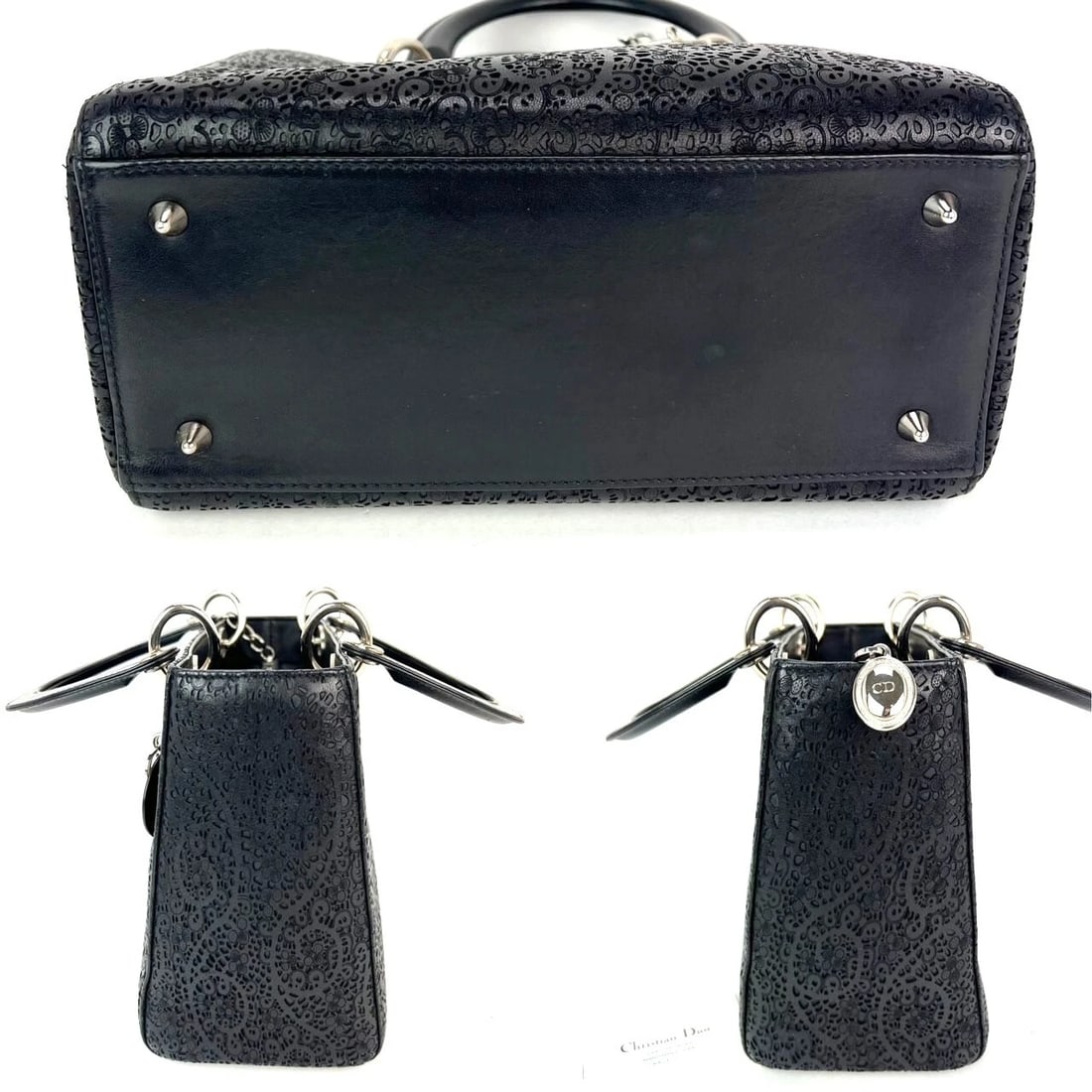 Christian Dior Medium Lady Laced Black Leather Limited Edition HandBag - 4