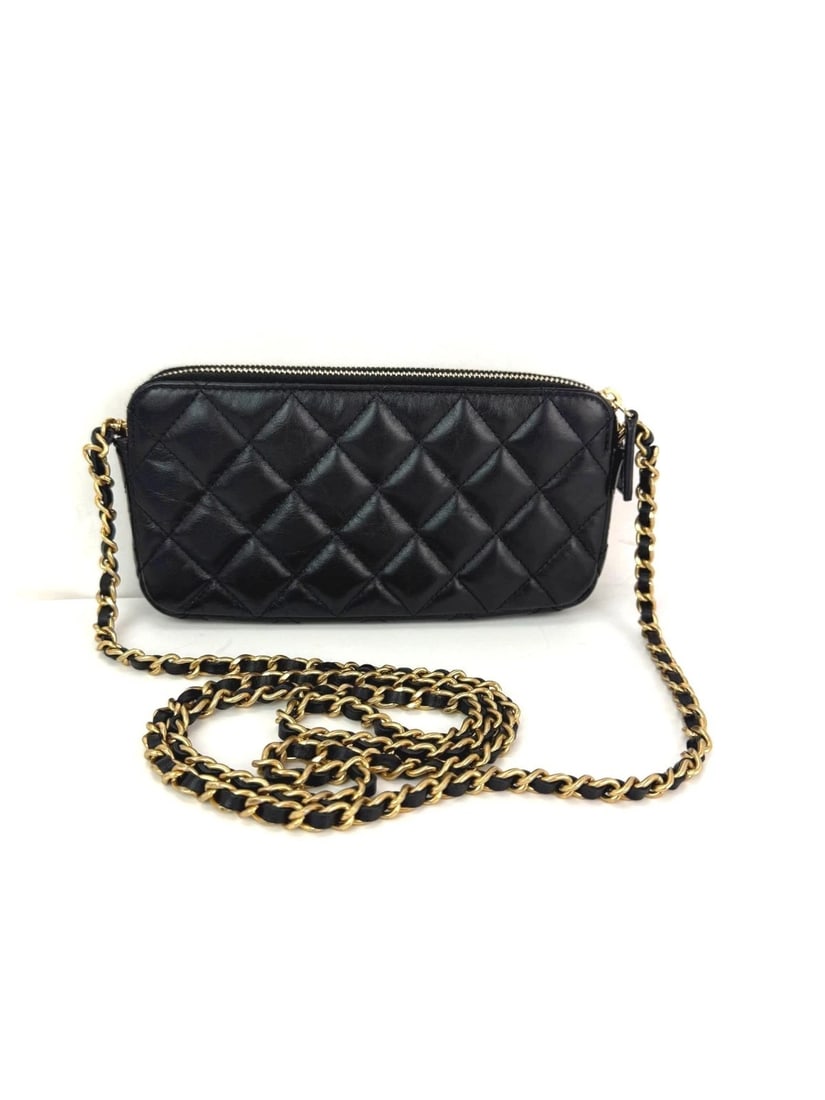 Chanel Lucky Charms 2.55 Black Double Zip WOC Wallet Clutch Bag - 2