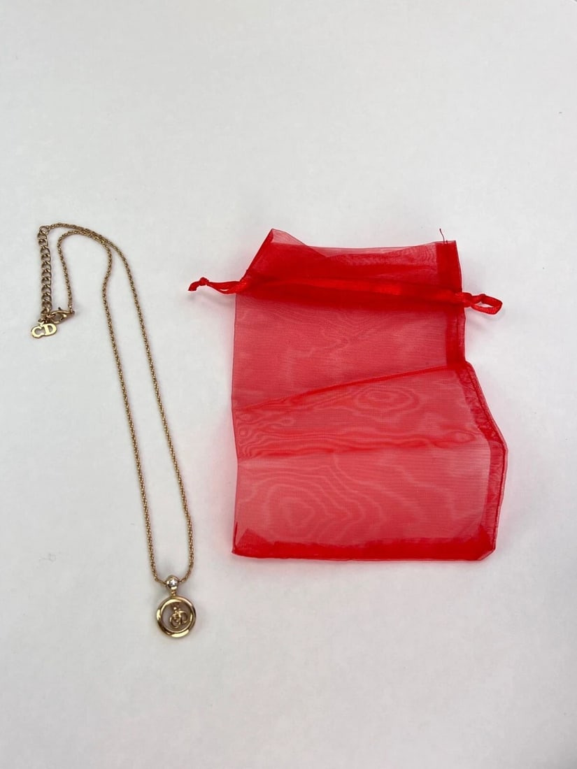 Christian Dior Round Crystal Pendant Charm Necklace - 6