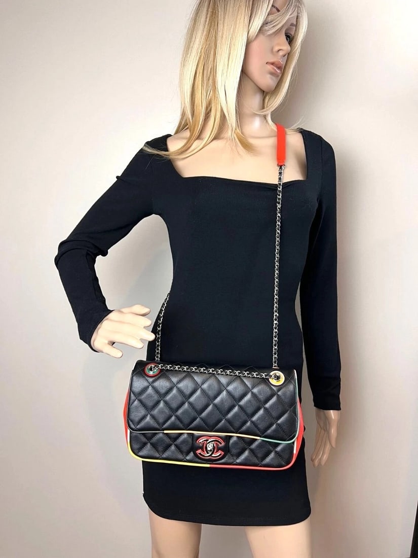 Chanel Lambskin Plexiglass Quilted Medium Cuba Color Flap Bag - 8