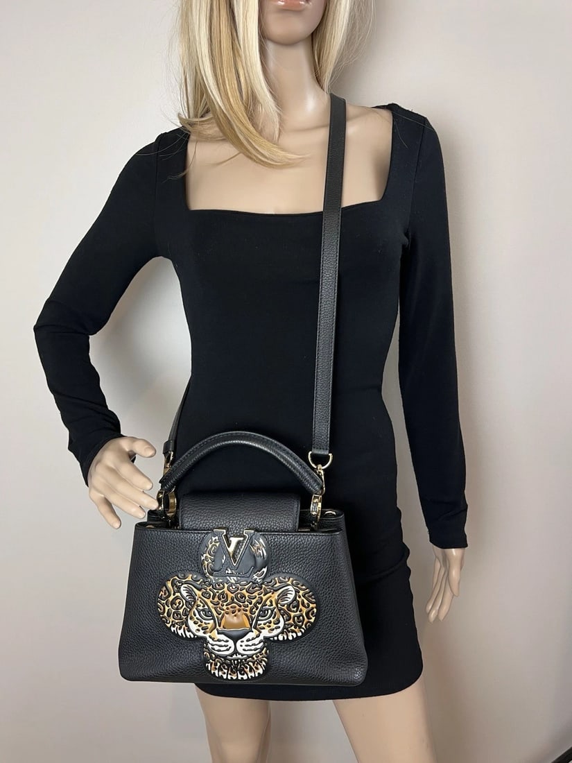 Louis Vuitton Taurillon Capucines Leopard BB Black Shoulder Bag - 7