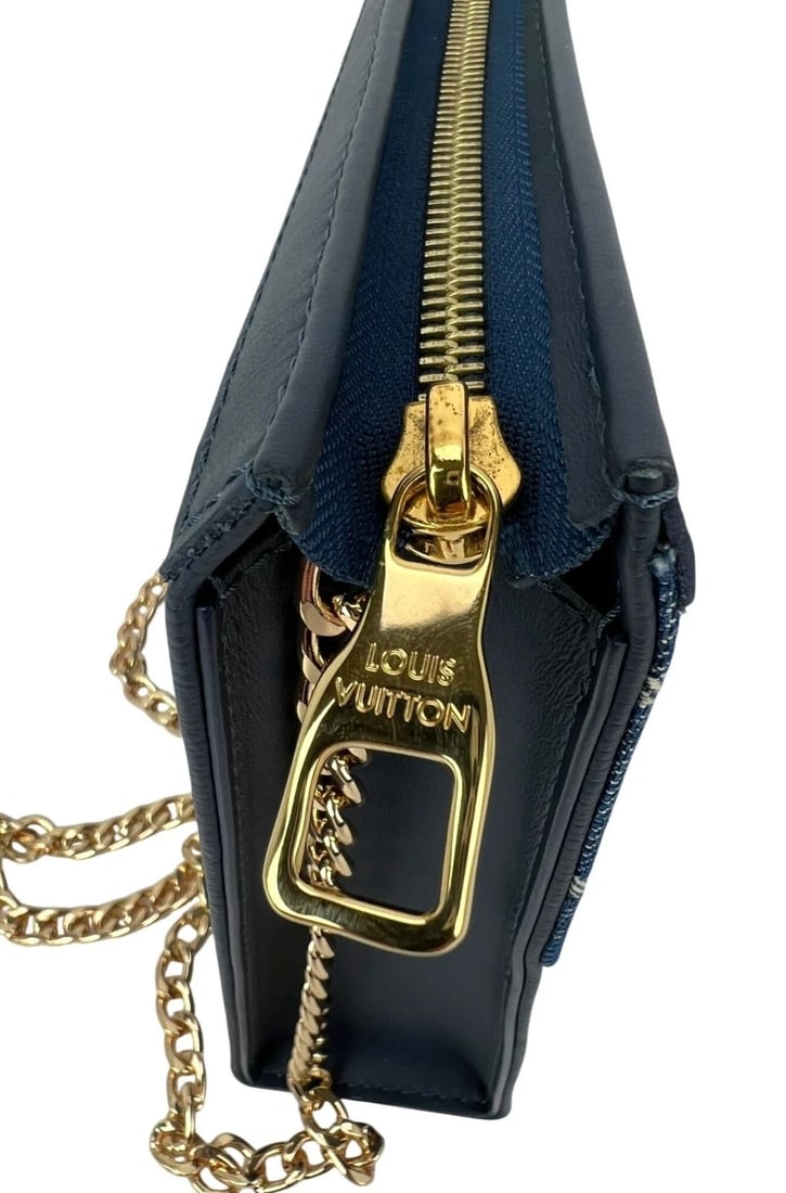 Louis Vuitton X Nigo Taurillon Denim Drip Pochette Voyage MM Crossbody Clutch Ba - 10