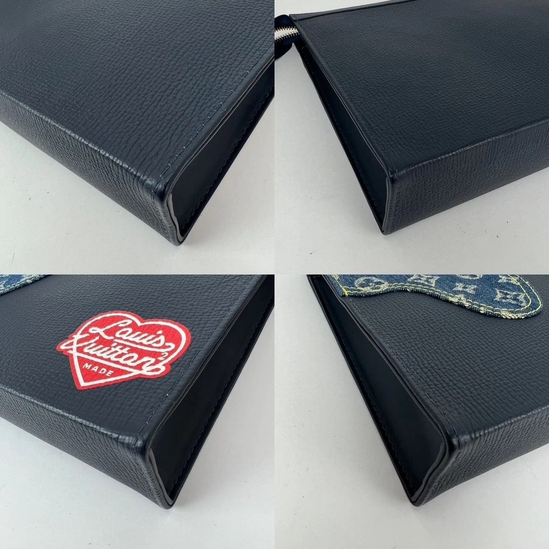 Louis Vuitton X Nigo Taurillon Denim Drip Pochette Voyage MM Crossbody Clutch Ba - 14