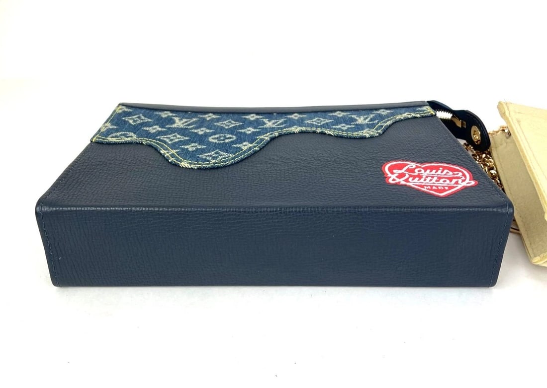 Louis Vuitton X Nigo Taurillon Denim Drip Pochette Voyage MM Crossbody Clutch Ba - 3