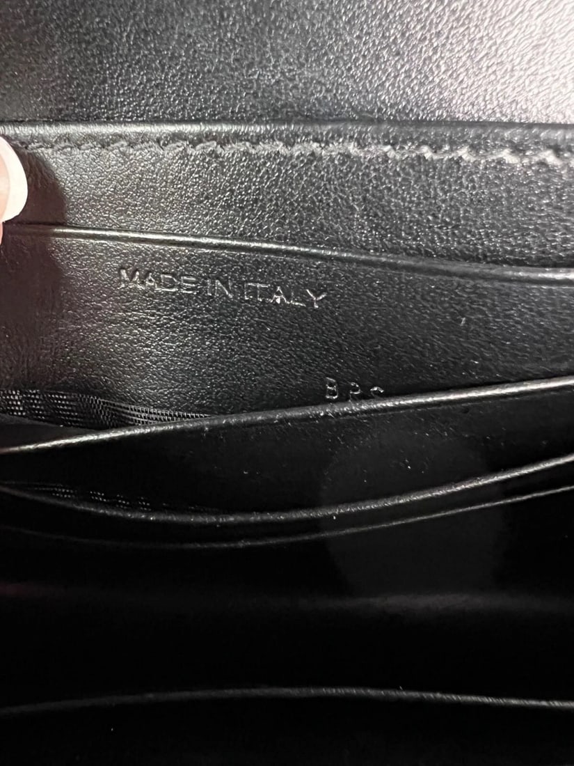 Saint Laurent Black Leather Sunset Wallet Chain Crocodile EmbossedBag - 12