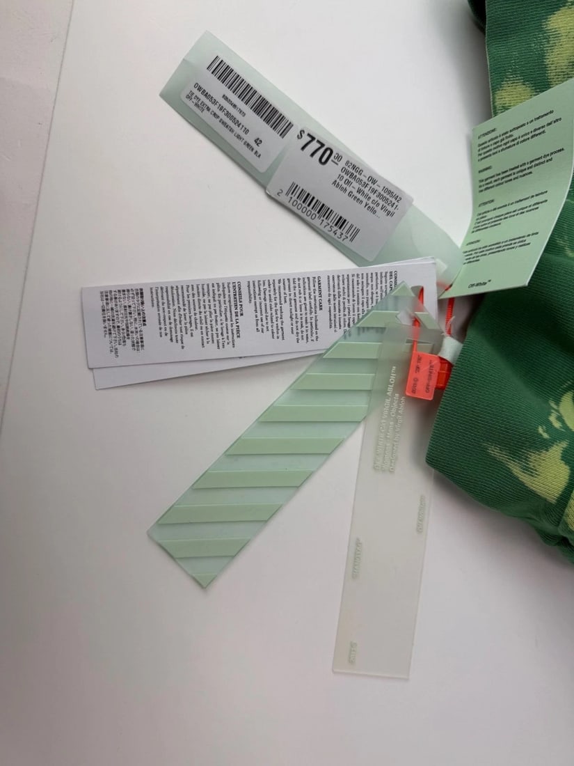 OFF White Tye Dye Xtra Crop Sweatsh Light Green Sweatshirt NEW - 12