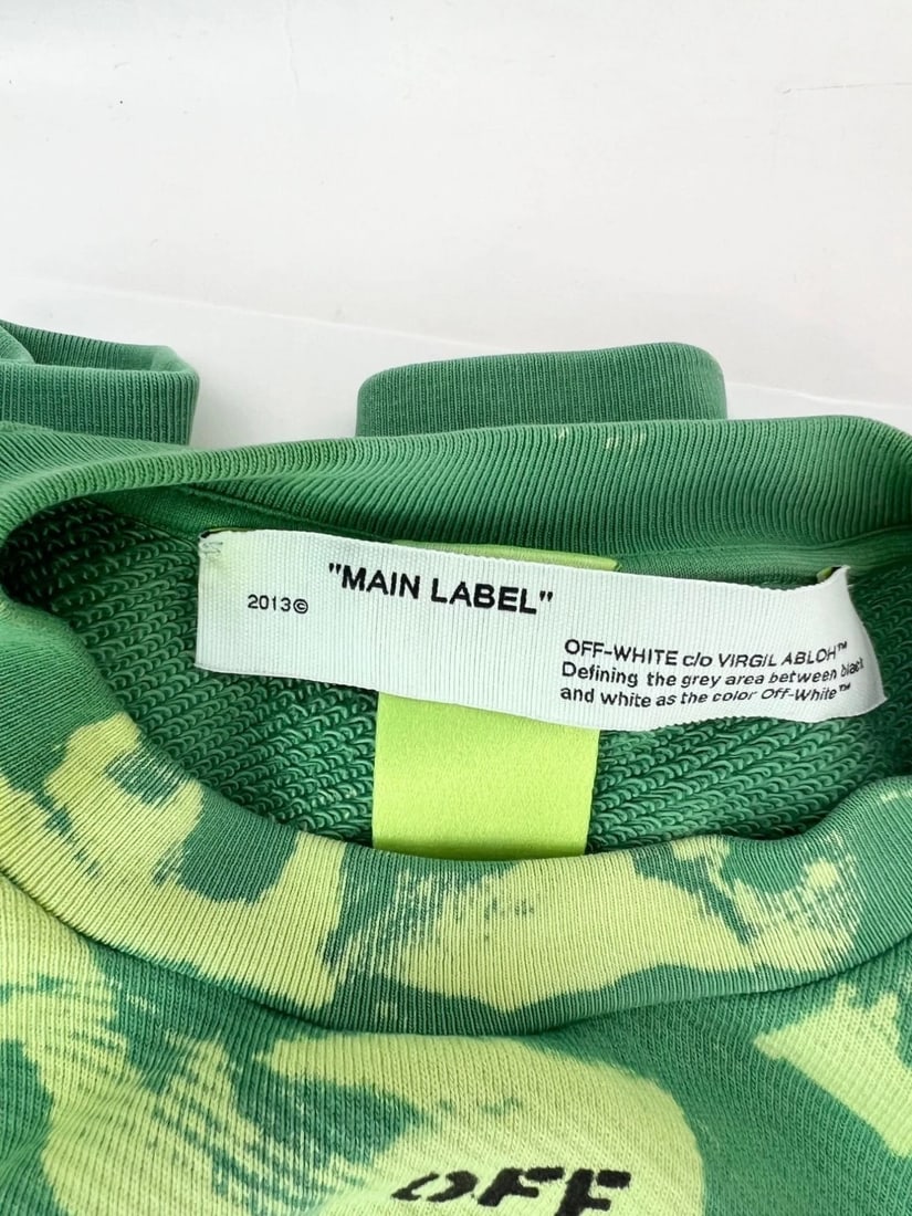 OFF White Tye Dye Xtra Crop Sweatsh Light Green Sweatshirt NEW - 4