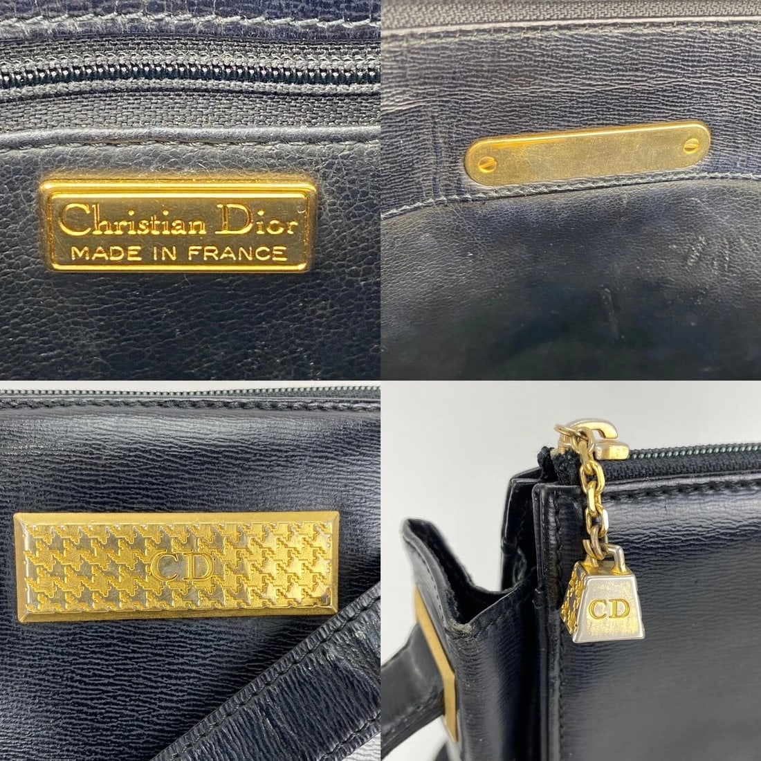 CHRISTIAN DIOR Bag Black Leather Adjustable Shoulder Bag - 8