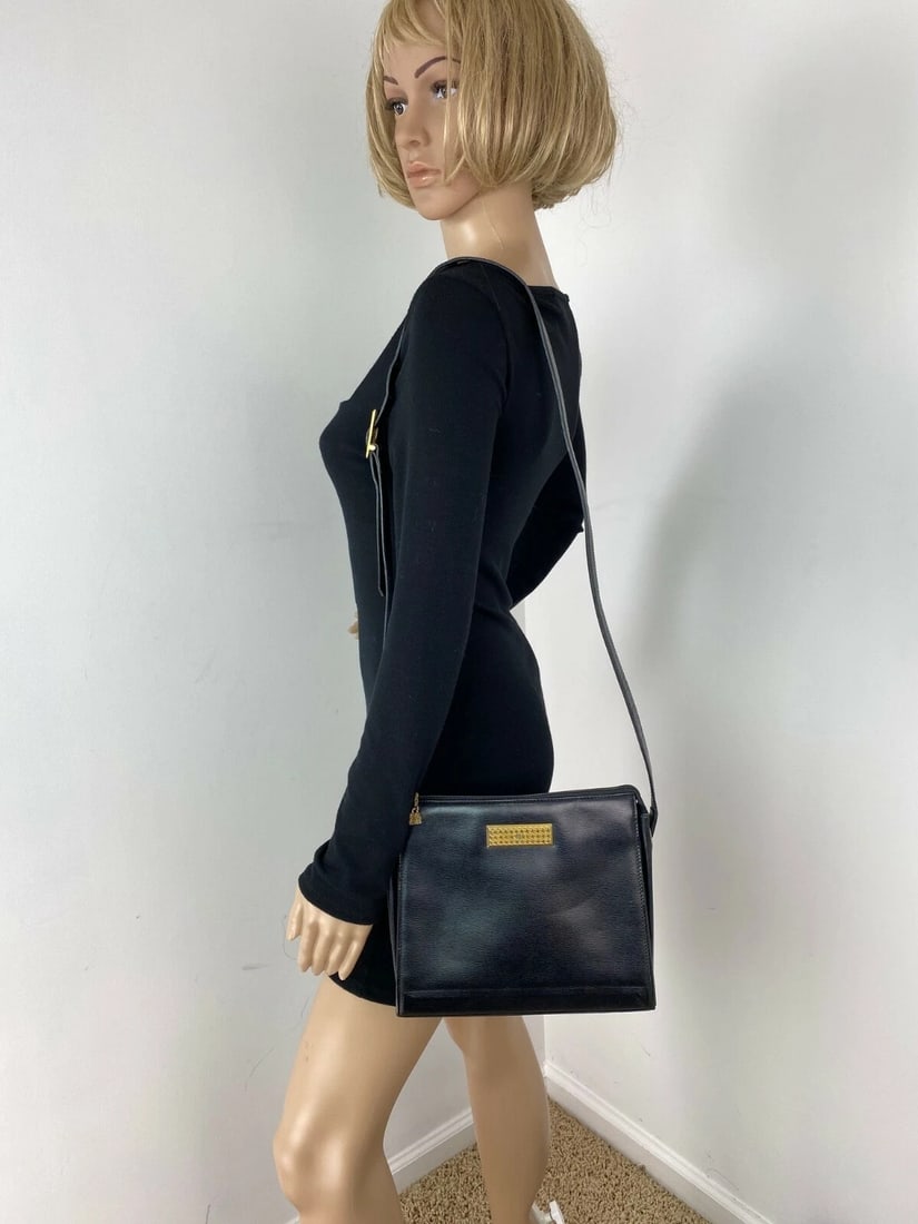 CHRISTIAN DIOR Bag Black Leather Adjustable Shoulder Bag - 9