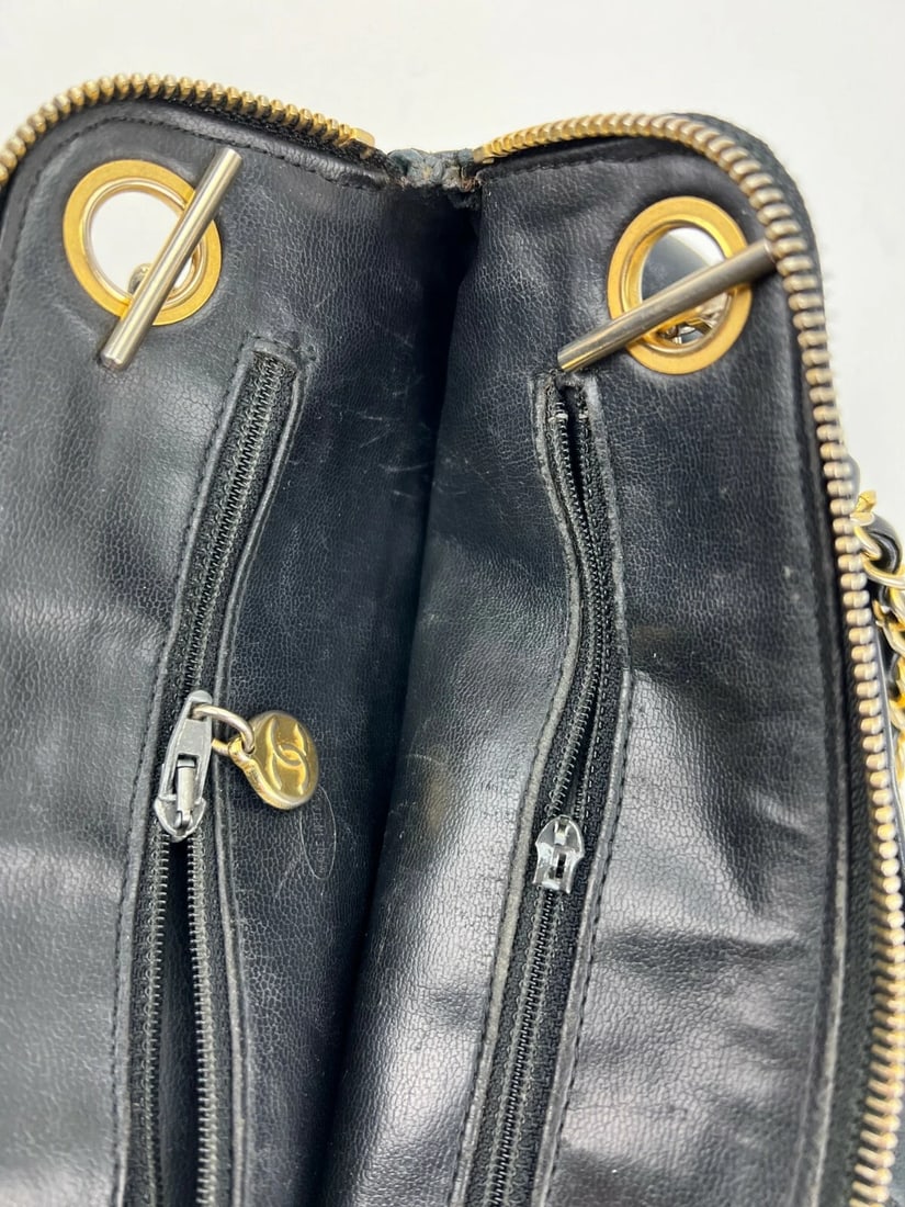 CHANEL Quilted Lambskin Leather Vintage 24K Black Mini Shoulder Bag - 10