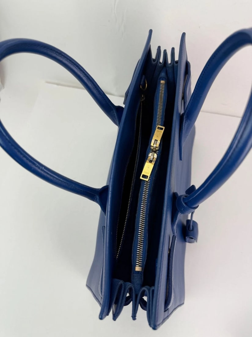 Saint Laurent Sac De Jour Blue Leather Hand Bag - 12