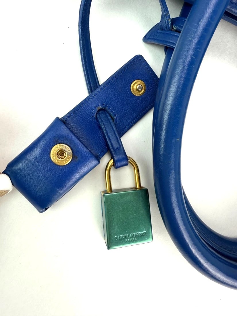 Saint Laurent Sac De Jour Blue Leather Hand Bag - 13