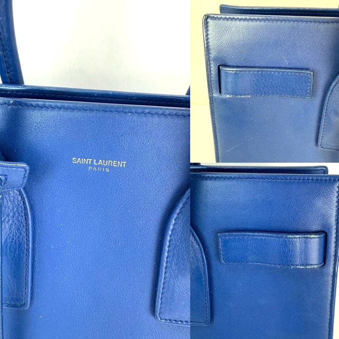 Saint Laurent Sac De Jour Blue Leather Hand Bag - 4
