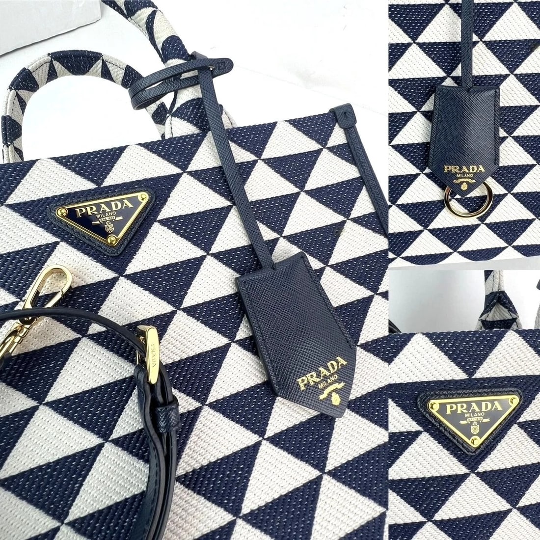 Prada Small Symbole Embroidered Fabric Handbag - 3