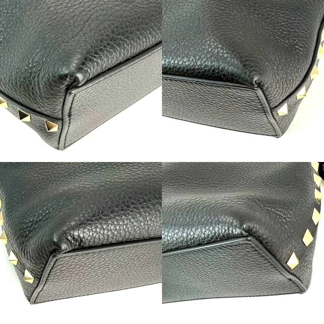 Valentino Giaravani Rockstud Small Black Leather Tote Bag - 4