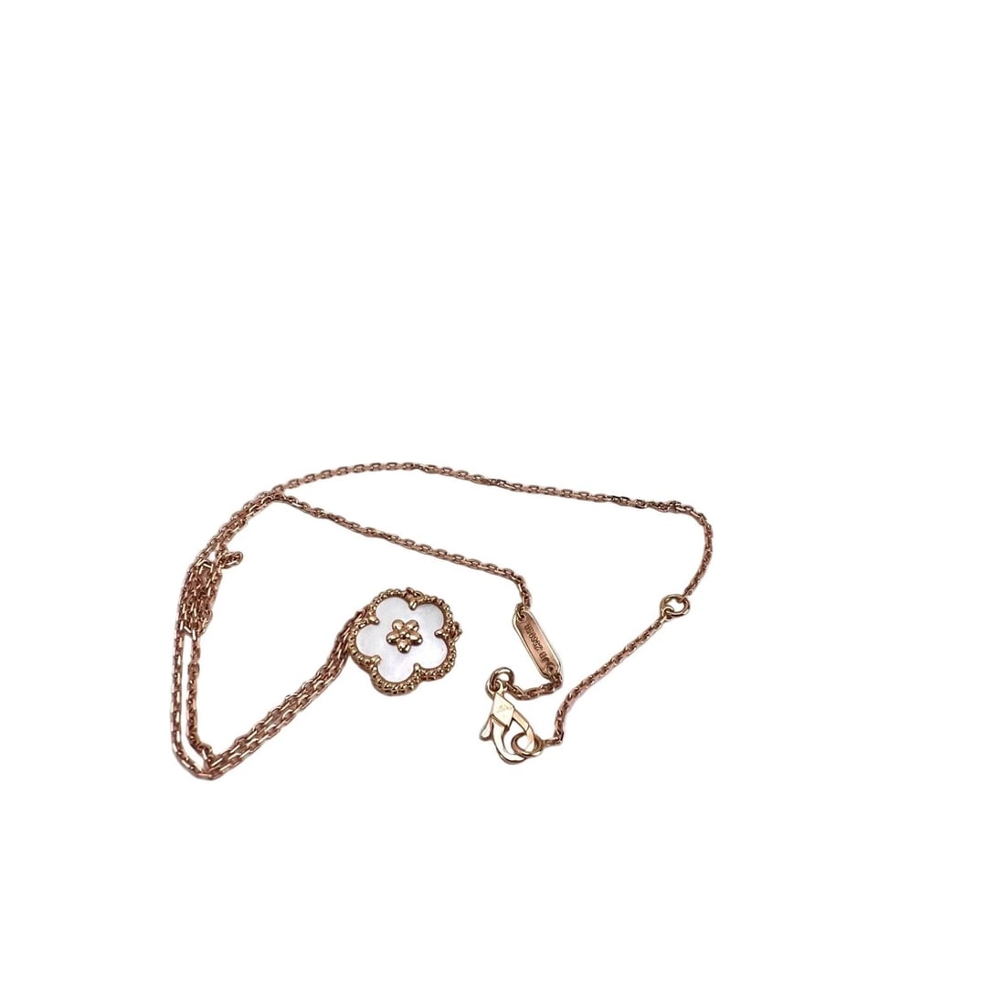 Van Cleef 18K Rose Gold Mother of Pearl Lucky Spring Plum Necklace - 4