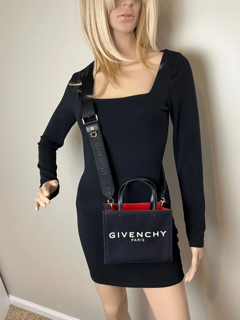 Givenchy Mini G Shopper Black Canvas Tote Bag - 11