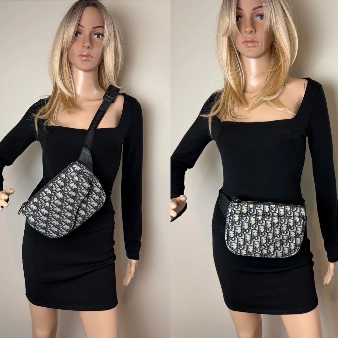 Christian Dior Oblique World Tour saddle Belt Blue Belt Bag - 15