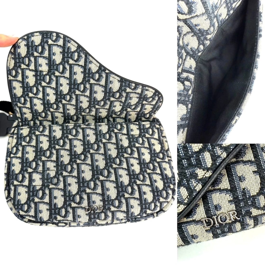 Christian Dior Oblique World Tour saddle Belt Blue Belt Bag - 4