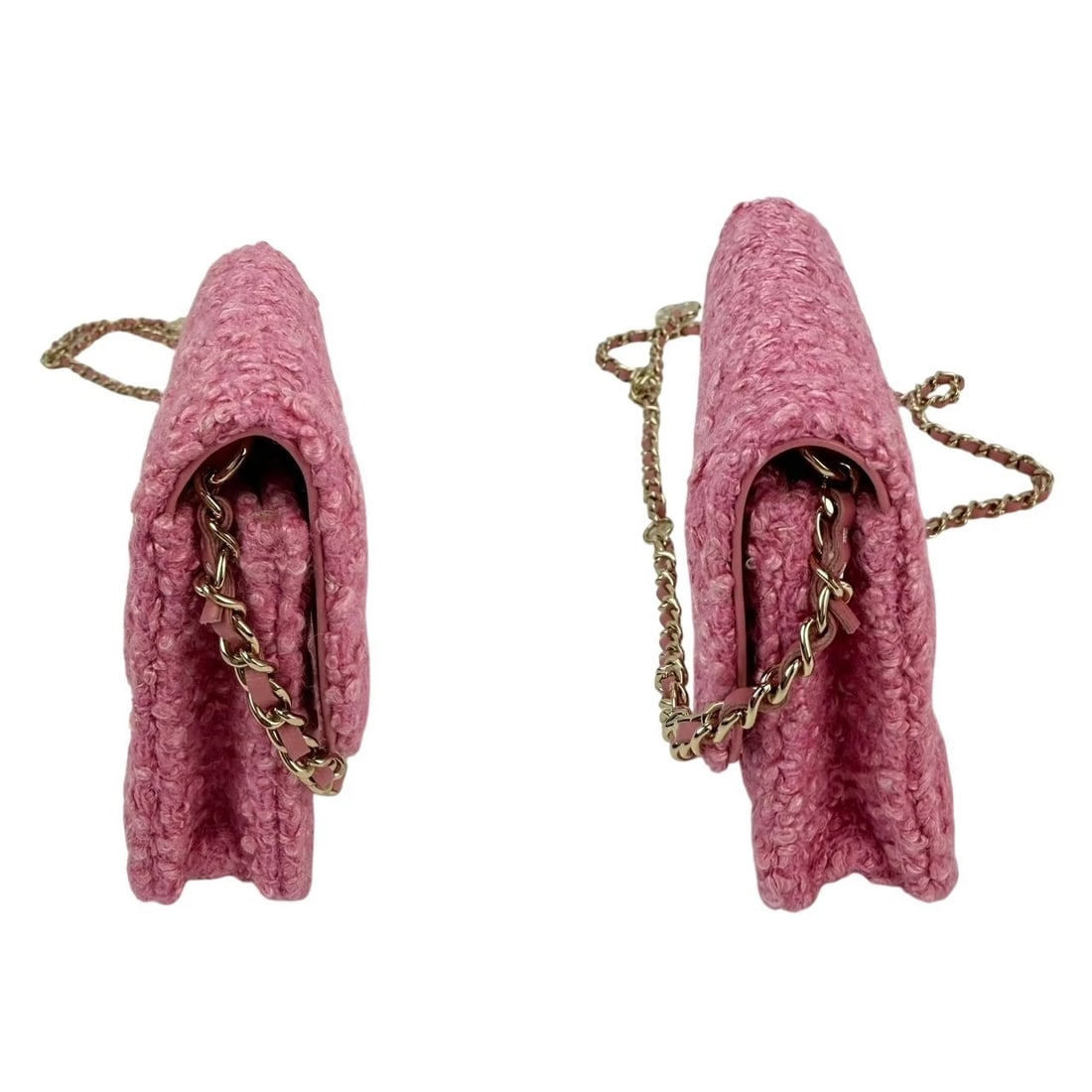 Chanel Tweed Quilted Mini Flap Pink Chain Waist Shoulder Bag - 3