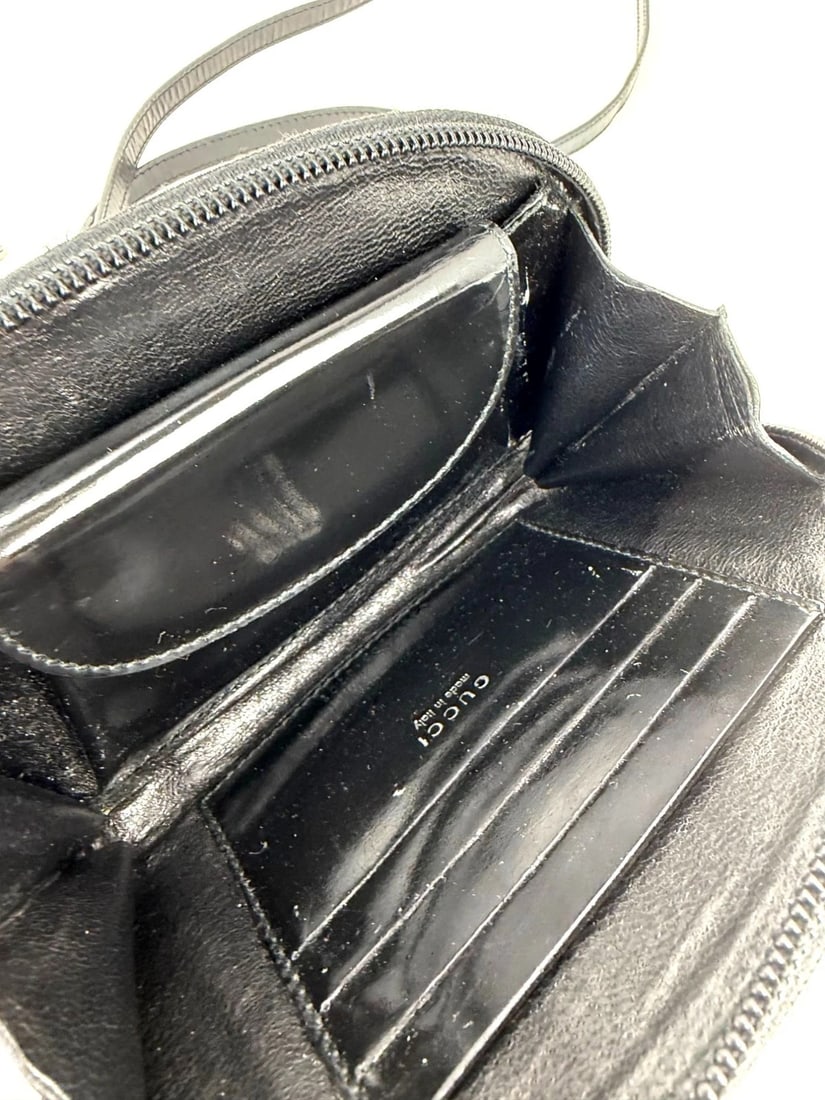 Gucci Bamboo Half Moon Mini Black Canvas Crossbody Bag - 4