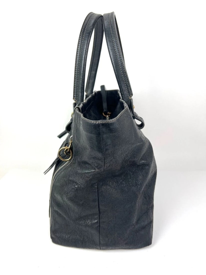 Chloe Eclipse Logo Embellished Black Leather Tote - 5