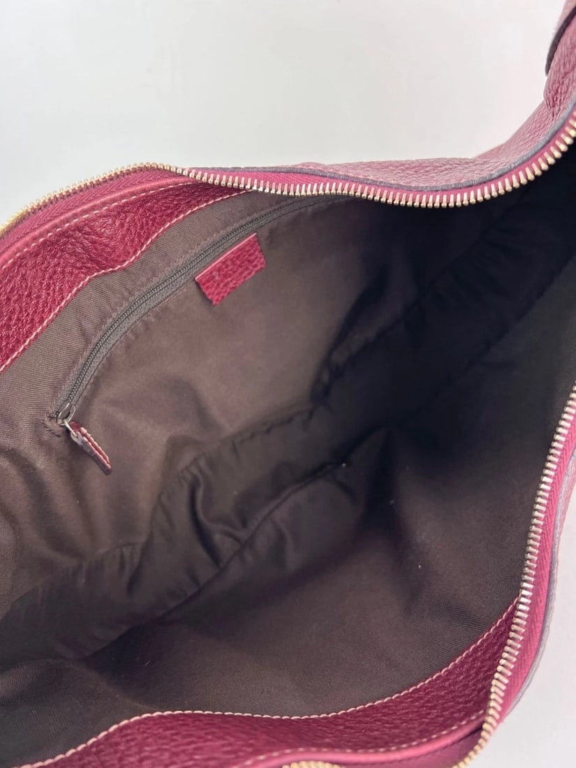 Gucci Half Moon Burgundy Leather Bamboo Ring Hobo Bag - 10