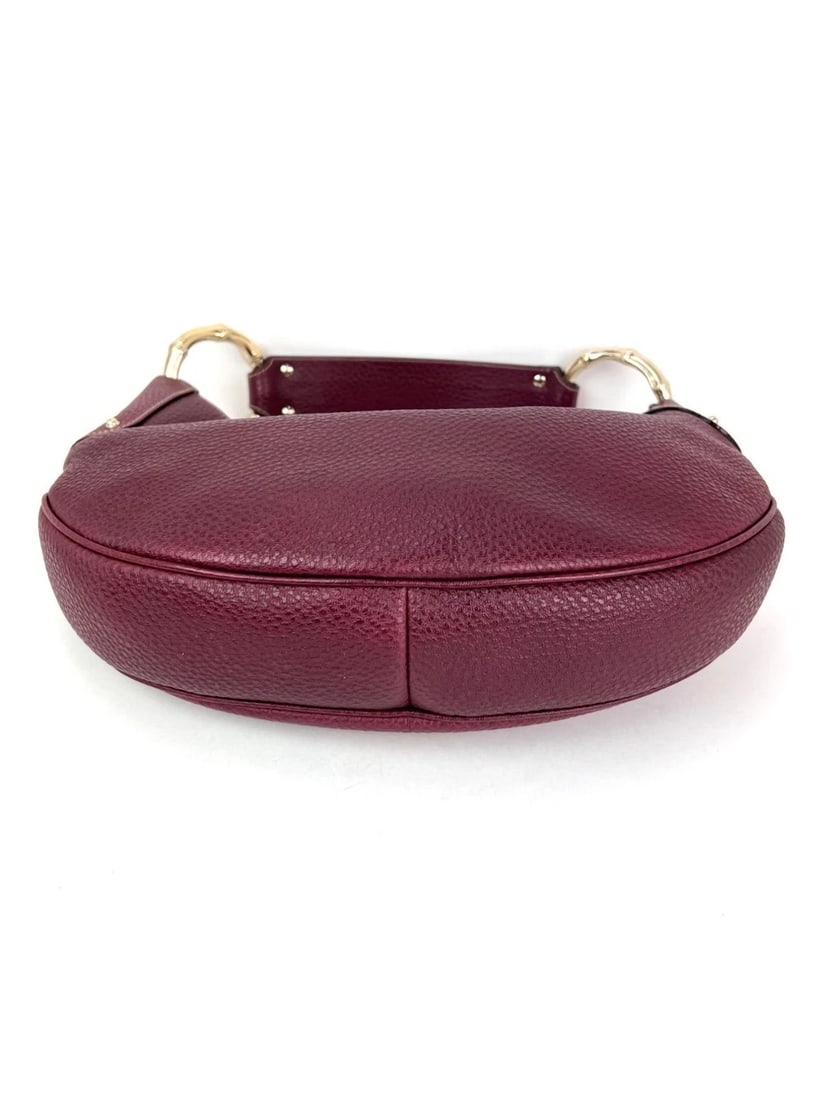 Gucci Half Moon Burgundy Leather Bamboo Ring Hobo Bag - 5