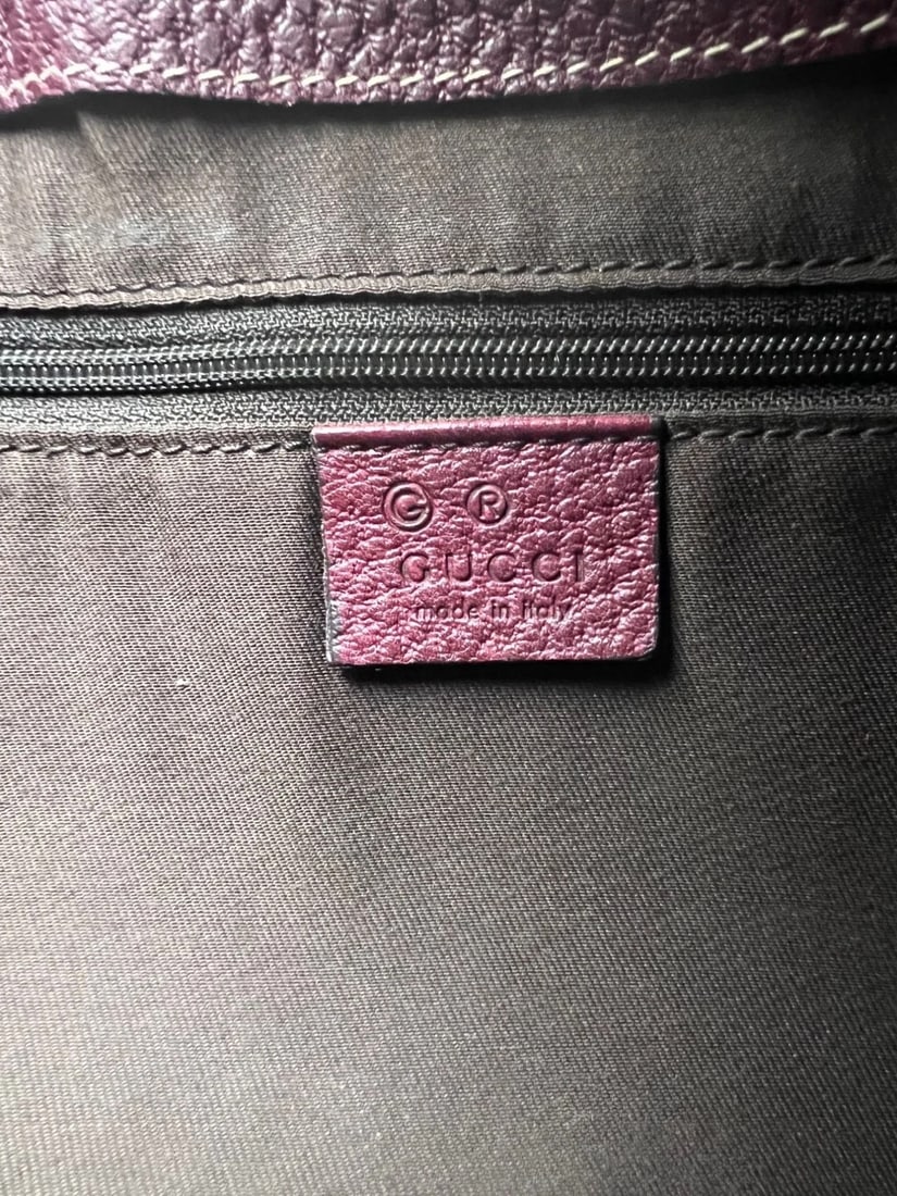 Gucci Half Moon Burgundy Leather Bamboo Ring Hobo Bag - 8