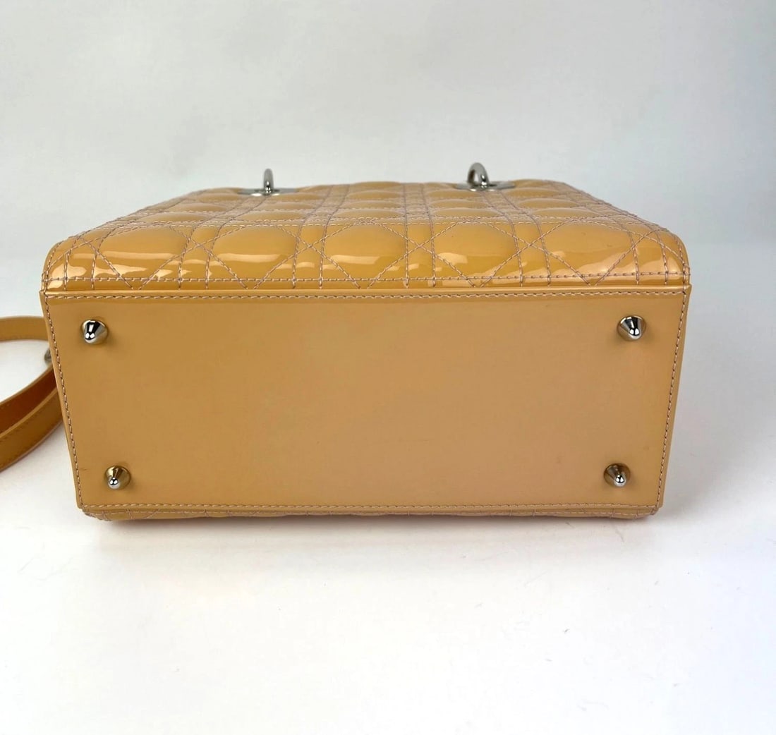 Christian Dior Yellow Patent Leather Cannage Medium Lady Dior Bag - 3