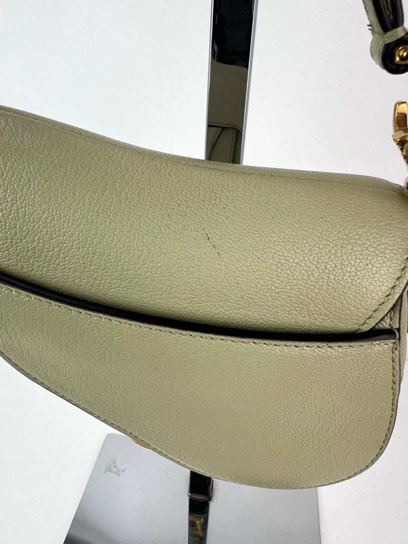 Christian Dior Goatskin Light Green Micro Saddle Bag with Strap - 3