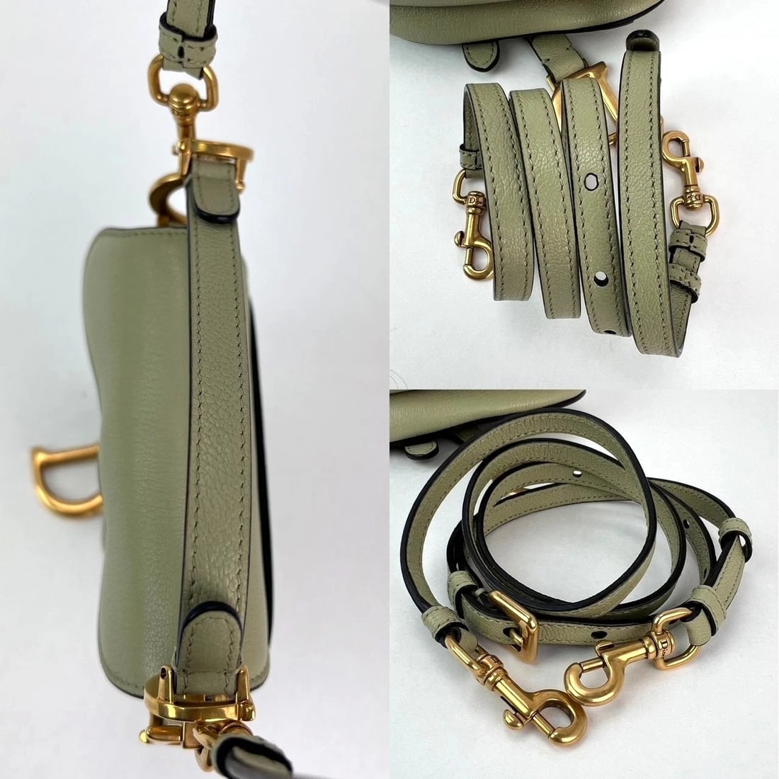 Christian Dior Goatskin Light Green Micro Saddle Bag with Strap - 8