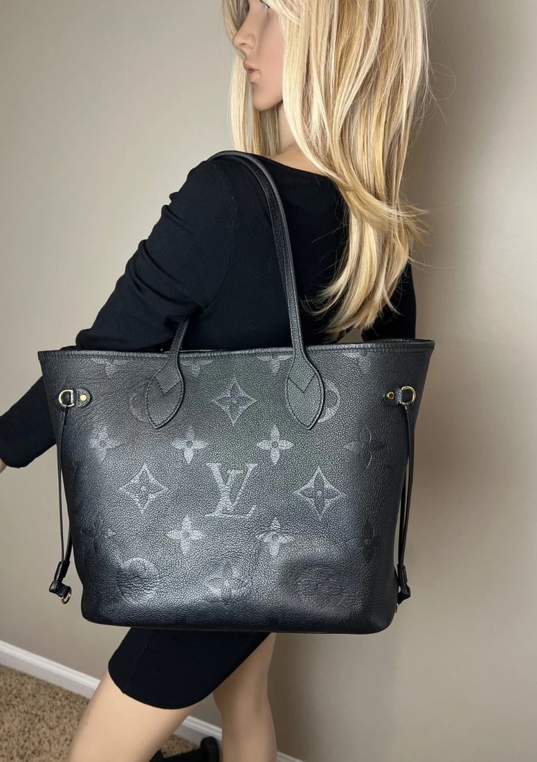 Louis Vuitton Neverfull MM Giant Monogram Black Empriente Leather Tote - 12