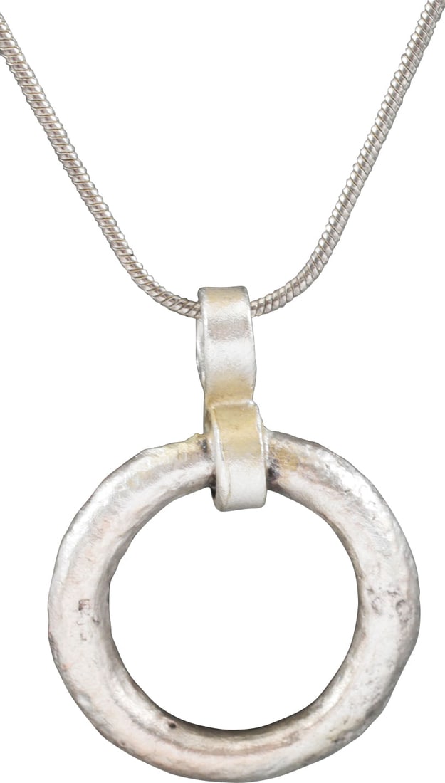 CELTIC PROSPERITY RING NECKLACE, C.400-100 BC.: Before the Roman invasion of the British Isles, rings of bronze, silver, and gold were used as a means of exchange, particularly in Ireland. Most exchanges of goods and property were conducted by bart