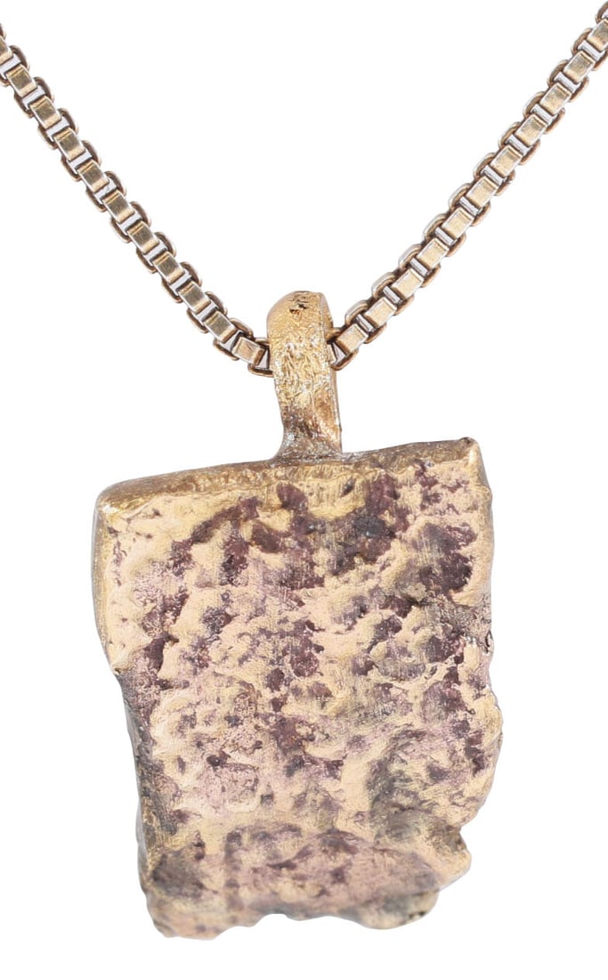 VIKING WARRIOR’S BRACELET PENDANT NECKLACE, 10th-11th CENTURY AD: Vikings were highly skilled metallurgists, and as a result, breaking metal had supernatural significance for them. Breaking ringjarn (iron rings) as shown on the Larbro Stone, was thought to destroy