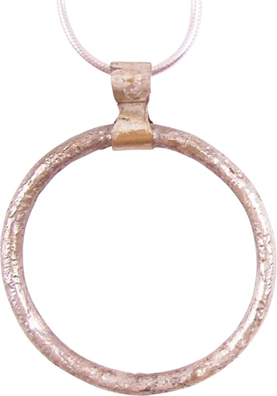 CELTIC PROSPERITY RING NECKLACE C.400-100 BC.: Before the Roman invasion of the British Isles, rings of bronze, silver, and gold were used as a means of exchange, particularly in Ireland. Most exchanges of goods and property were conducted by bart