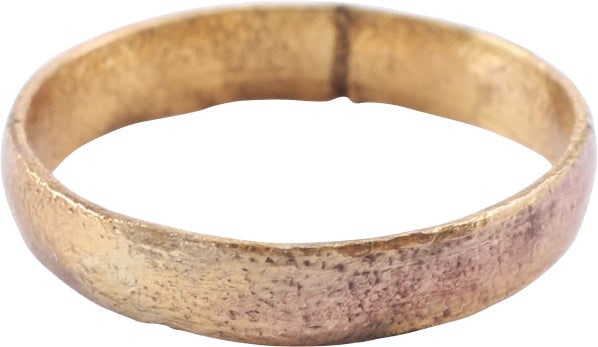 ANCIENT VIKING WEDDING RING, SIZE 4: Late 9th-early 11th century AD. Size 4 for wear on the small finger between the first two joints as was the custom. 3.0mm width with rounded face. Vikings exchanged rings on the pommel of the groom
