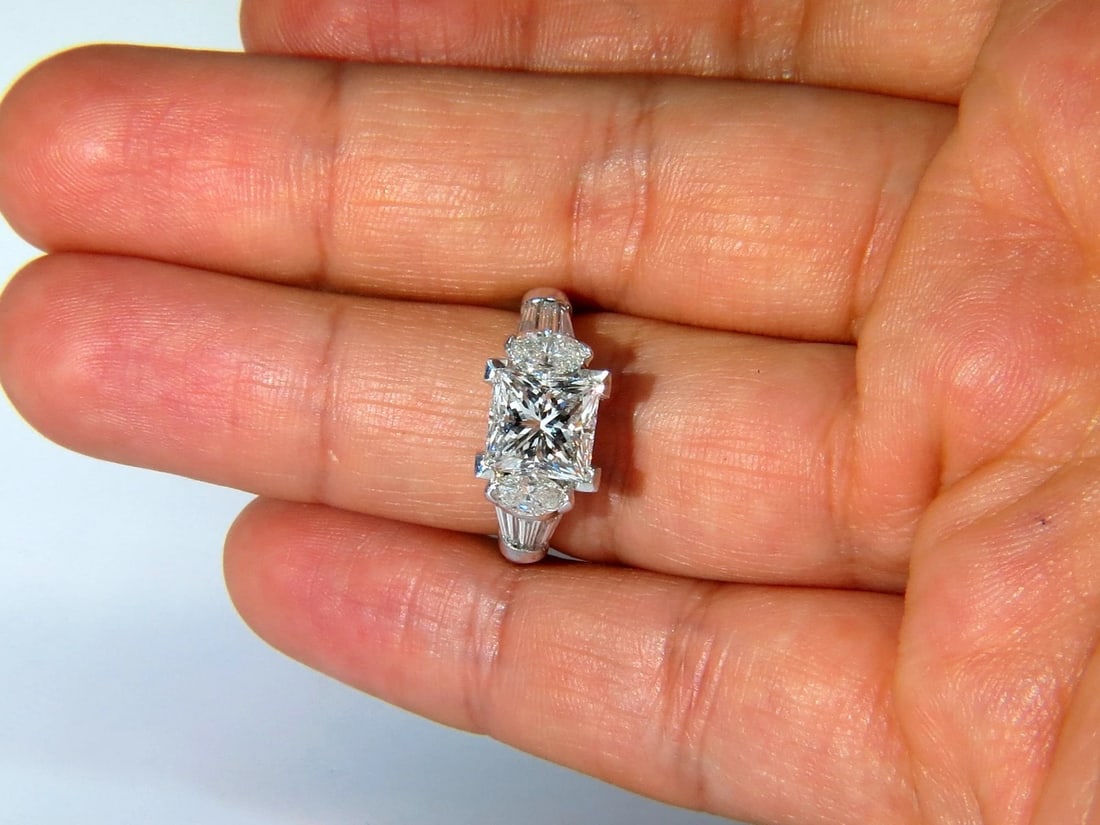 GIA certified 4.77ct. princess cut diamonds ring G/Si-1 platinum classic + - 7